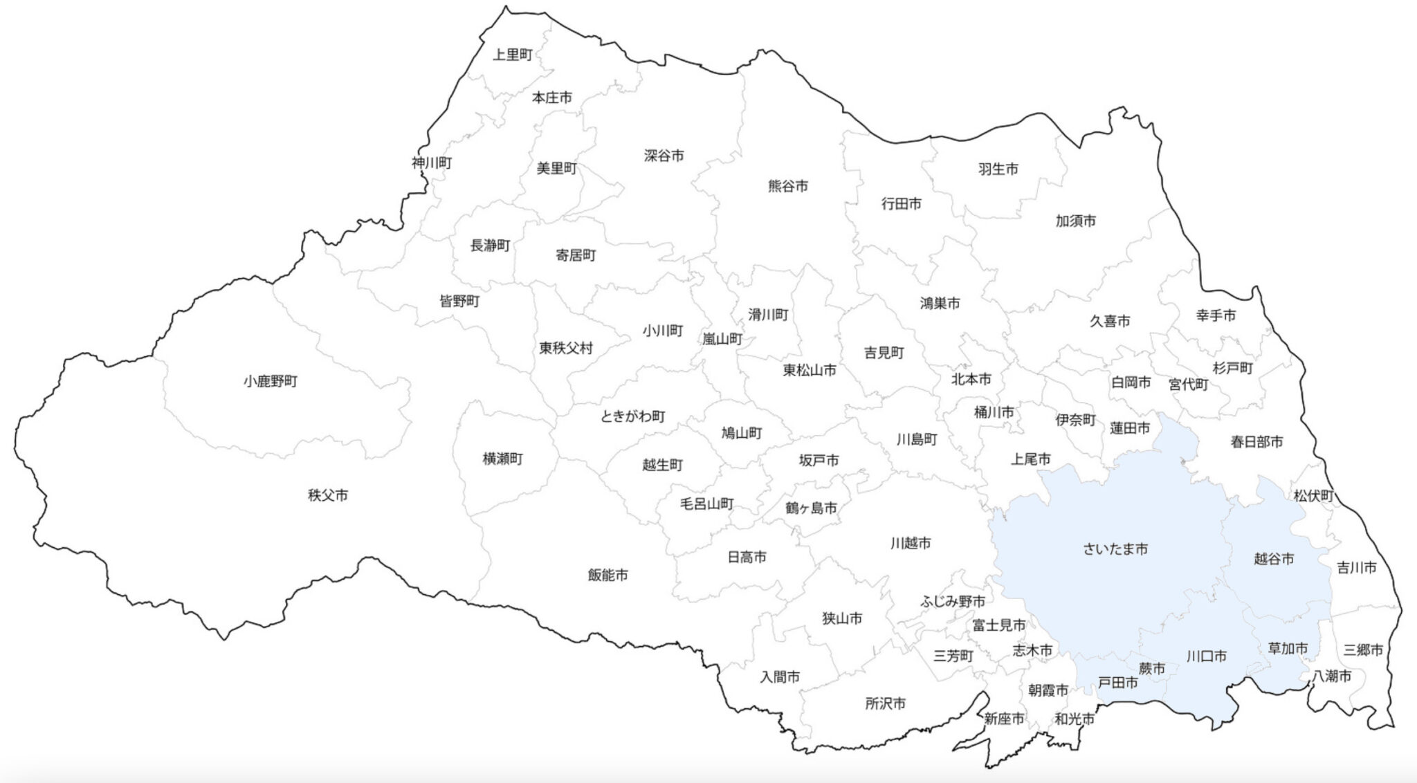 株式会社壱月 対応エリアマップ（埼玉県）